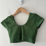 Aerie  Ribbed Green Seamless O Ring V Neck Crop Top Photo 3