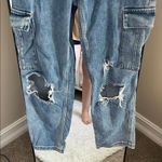 PacSun Medium Blue High Rise Cargo Distressed Jeans Photo 3