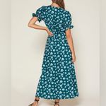 Outerknown  Kira Maxi Dress Blue Green Riviera Esalen Bloom Size M Photo 2