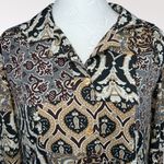 Alfred Dunner Vintage Damask Print Button Up Shirt Brown Black Gold 10 Photo 1