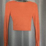 Hollister Women's XS Burnt Orange Long Sleeved Faux Wrap Cropped Sweater Soft Photo 4