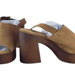 BioNatura Suede Slingback Open Toe Chunky High Block Sandals Womens Size 8 Brown Photo 1