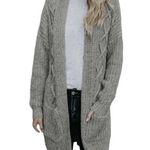 autumn cashmere Grey Mixed Knit Maxi Cardigan Sweater Small Photo 4