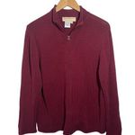 Norm Thompson Escape The Ordinary Women L Red Maroon Knit Sweater Full Zip Mock Size L Photo 0