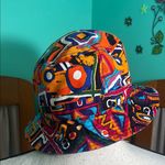 KBETHOS Orange and Blue Geometric Bucket Hat Photo 0