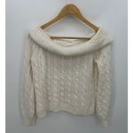 American Eagle Sweater Women Small Cream Fisherman Off Shoulder Knit Boxy Crop Photo 0