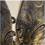 Tahari Women's Paisley Brocade Vest Metallic Gold Black Sleeveless Size 10 Photo 1