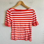 Ralph Lauren  Green Label Vintage Y2K Orange White Stripe Top Blouse Women Medium Photo 1