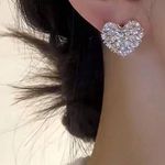 Elegant Silver Heart Earrings with Pavé Setting Photo 0