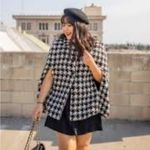 Modcloth  Black and White Houndstooth Women's Jacket poncho size M Photo 1