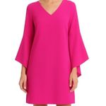 Trina Turk Nico V Neck Bell Sleeve Sheath Mini Dress Pink Size S Photo 0