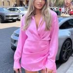 ZARA mini dress satin effect drapped long sleeve pink party wedding coctail Photo 0