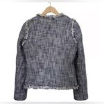 C. Wonder Asymmetric Navy & White Tweed Fringe Jacket Blazer Size: 4 Black Photo 1