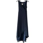 Jenny Packham Women’s Wrap Sleeveless Chiffon Gown Navy Evening Maxi 14 Blue Photo 1