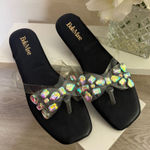 Bella Marie  Black Sandals with Iridescent Gems Photo 0
