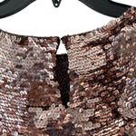 Oleg Cassini Vintage  Pink Black Sequin Beaded Blouse zig Zag Hem size small Photo 7