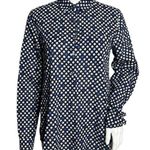 J.Crew Shirt Womens 4 Floral Popover Blouse Navy Blue White Flower Bud Print Photo 0