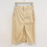 Abercrombie & Fitch Abercrombie Mid Rise Chino Midi Skirt Front Slit Twill Khaki Work Classic Small Photo 1