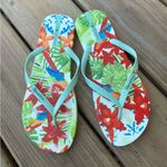 Colorful Floral Flip Flops 🩴🩴 Red Size 10 Photo 3