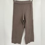 ZARA  Knit Wide Leg Pants Brown Fleece Textured Ribbed Hem Pull-On Lounge Small Photo 7