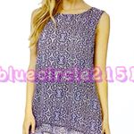 Fever Women’s Sleeveless Blouse Double Layer Blue Mosaic Flower Print •Size Medium Photo 9