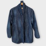 Pilcro Anthropologie Quilted Denim Kimono Jacket Paint Splatter Size XS Photo 4