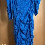 ZARA  Elegant Blue Ruched Dress. Size-Medium Photo 0