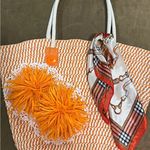 Orange and White Woven Tote with Scarf Photo 0