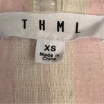 THML  Embroidered Floral Boho Ruffle Striped Pink & Cream Top w Fringe Ties Photo 7