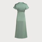 Rihoas Green Satin V Neck A Photo 6