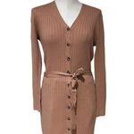 Lucky Brand NWT  Long sleeve tie waist Ribbed midi Sweater Dress Photo 3