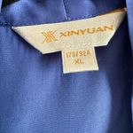 Royal Blue Silk Robe with Floral Lace Detail Bell Sleeve Large / Extra Large Size XL Photo 4