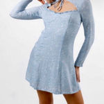 Forever 21 NWT  Cut Out Mini Dress Floral Whimsical  Blue Sm Cottagecore Playful Photo 0