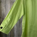 Caroline Rose Linen Light Lime Green 1X Button Front 3/4 Sleeves Shirt w/Collar Photo 10