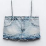 ZARA retro denim skirt cut off spaghetti strap crop top XS NWT Photo 1