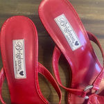 Brighton  Red Terry Croc Embossed Leather Square Toe Sandals 90's Y2K Cherry Photo 3
