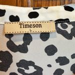 Cheetah print Black White Vneck Blouse 3/4 sleeve Timeson Ladies size Large Sz L Photo 3