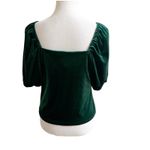 Rachel Roy Green Velvet Puff Sleeve Blouse Size Medium Sweetheart Neckline Photo 3