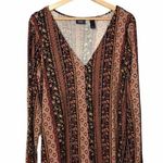 Daytrip Boho Button Down Floral V-Neck Flowy Long Sleeve Top L Photo 0
