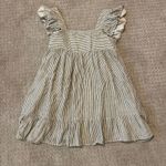 Miou Muse Gray & Cream Stripe Ruffle Sleeve Tiered Mini Dress Size L Photo 7