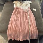 Women’s Ivory Lace Top Pink Chiffon V Photo 9