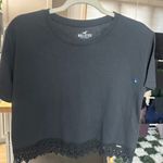 Hollister  Women's Black Lace Detail Short Sleeved Shirt Photo 1
