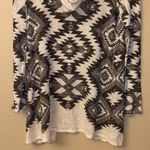 Moa Moa MEDIUM Geometric Open Front Hooded Cardigan Sweater Cream Black Gray Photo 8