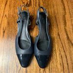 Chic Dark Navy Slingback Leather Heels Blue Size 7 Photo 4