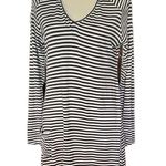 Soft Surroundings Striped Long Sleeve Shark bite hem top. Sz.M Black Size M Photo 0
