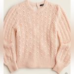 J.Crew Balloon Sleeve Cable Knit Sweater Size Small Pale Peach Light Pink Photo 6