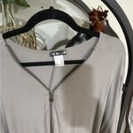 Venus  Long Sleeve Top in Elegant Gray plus size 1x with zipper design Photo 2