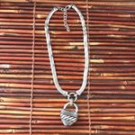 Brighton  Large Puffy Heart Silver Tone Necklace Photo 4