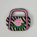 Vintage Handmade Womens Coin Purse Pink Black Rose Embellished Beads with Handle Photo 2