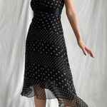 BCBG MAXAZRIA black and nude tan asymmetrical silk polka dot dress Photo 4